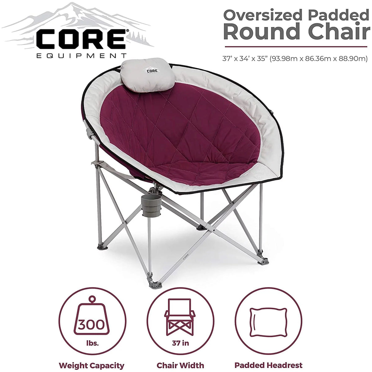Oversized Padded Round Moon Camping Folding Chair 4 Pack P25164