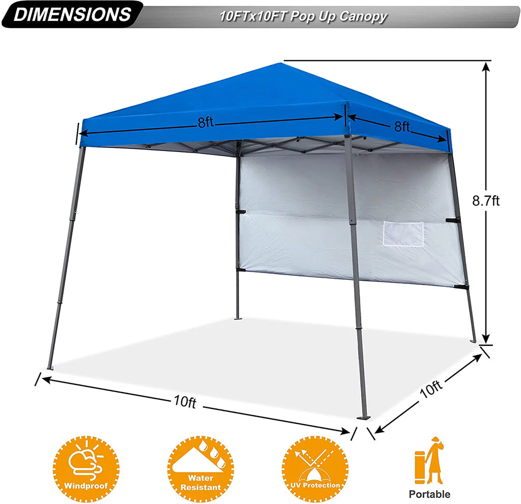 10ft x 10ft Pop Up Canopy Tent with Sidewall Q602123
