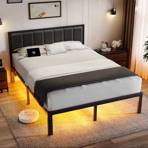 Full Size Metal Platform Bed Frame with Headboard A226