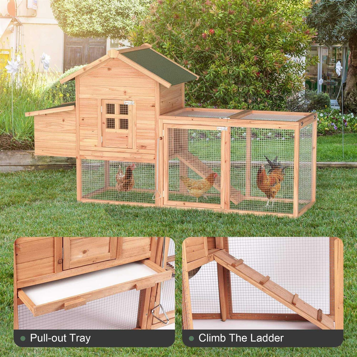 Large Wooden Chicken Coop with Ventilation W189385