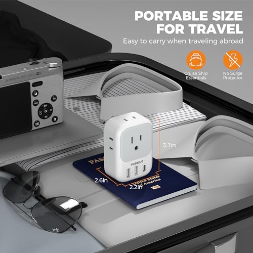 2 Pack European Travel Plug Adapter with 4 Outlets 3 USB Charger M8618