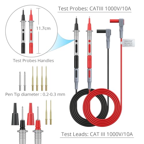 24pcs Electrical Multimeter Test Lead Kit with Alligator Clips, Test Probe, Spring Grabber, Banana Plug Z4406