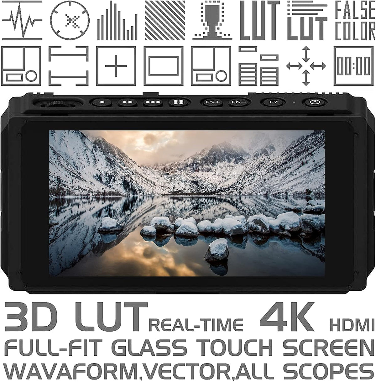 5 Inch IPS DSLR Camera Field Monitor 2000nit Touch Screen with 4K HDMI Input Output C7683