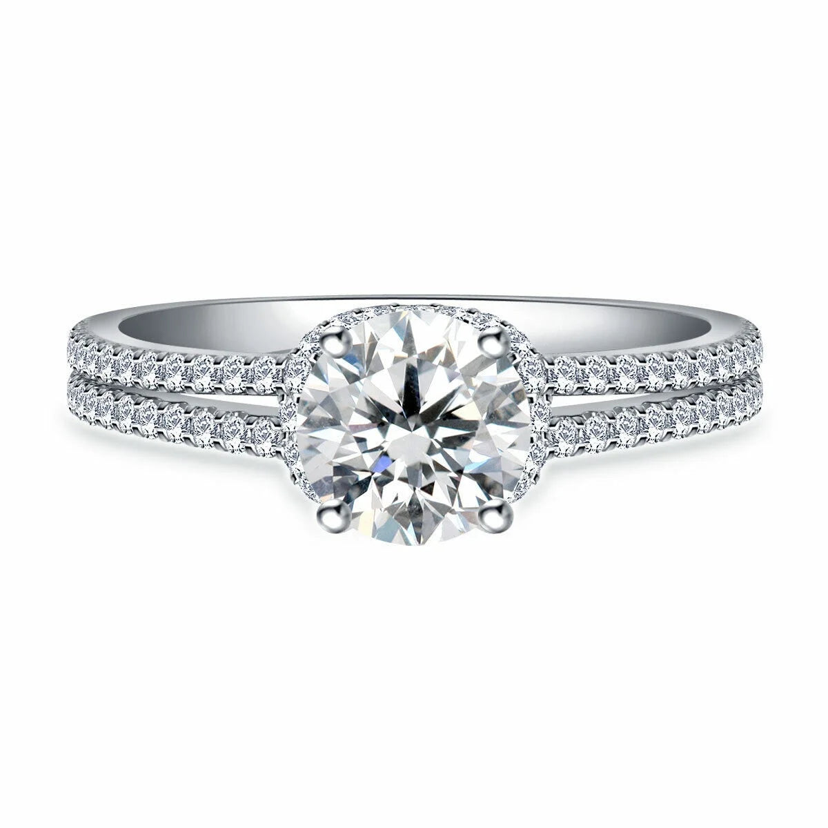 18K White Gold Plated Moissanite Engagement Ring X21994