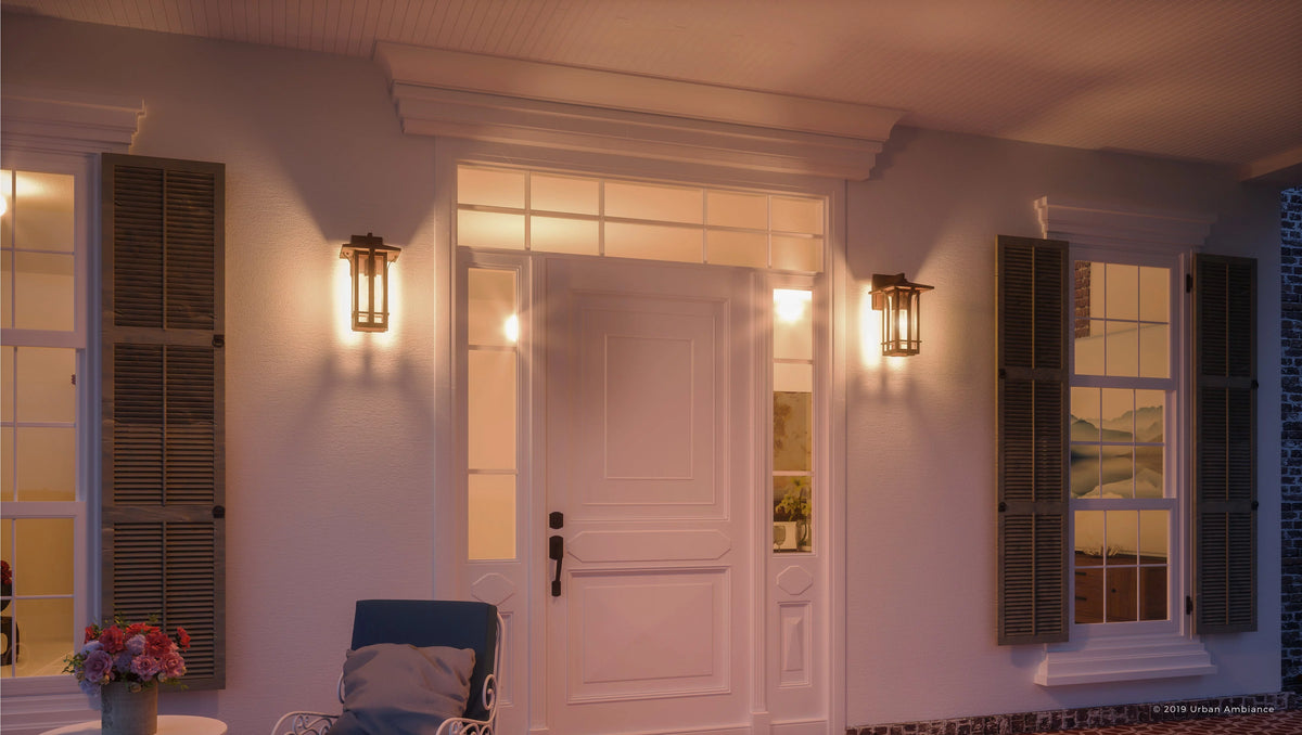 13''H x 7''W Olde Bronze Glass Outdoor Wall Sconce D86998
