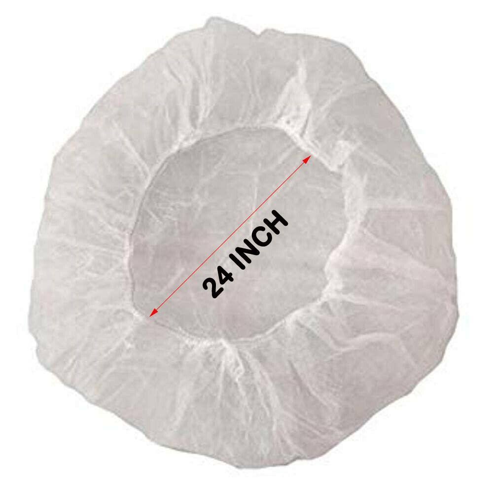 White Bouffant Cap Hair Net 24 inch 100 Pcs Z91994