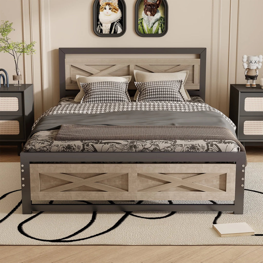 Platform Bed Frame with Headboard, Twin Size Bed G3059