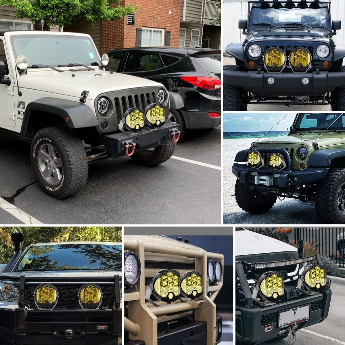 7 Inch 90W LED Light Pod Yellow Lens Combo Spot Flood Off Road Fog Lights IP67 Waterproof Y466848