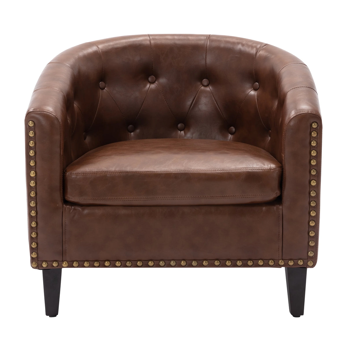 PU Leather Tufted Barrel Chair I303