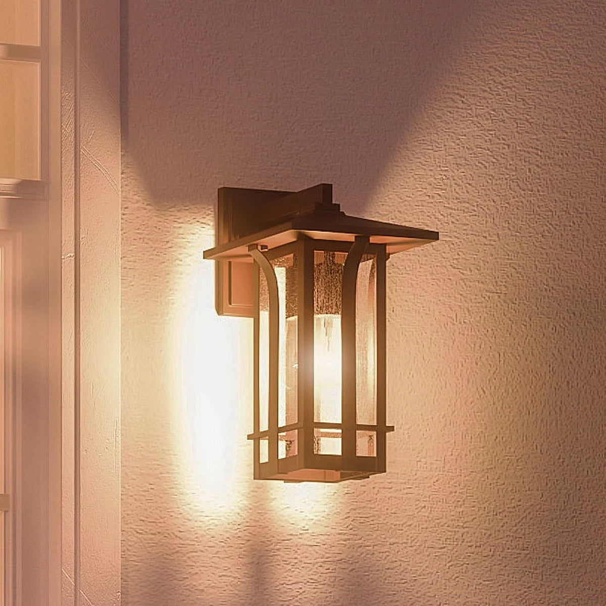13''H x 7''W Olde Bronze Glass Outdoor Wall Sconce D86998