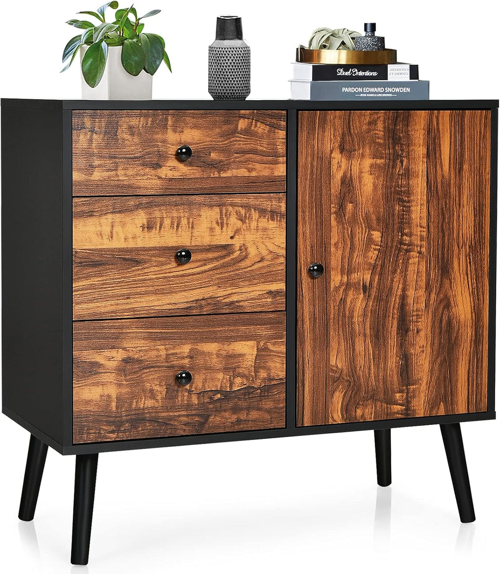 Storage Cabinet Buffet Sideboard with 3 Drawers and Adjustable Shelf V22720