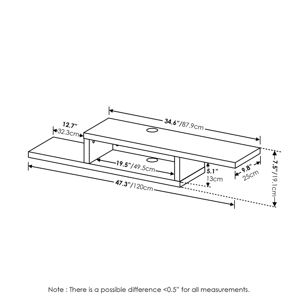 Wall Mounted Floating Media Console 47 Inch Y8607