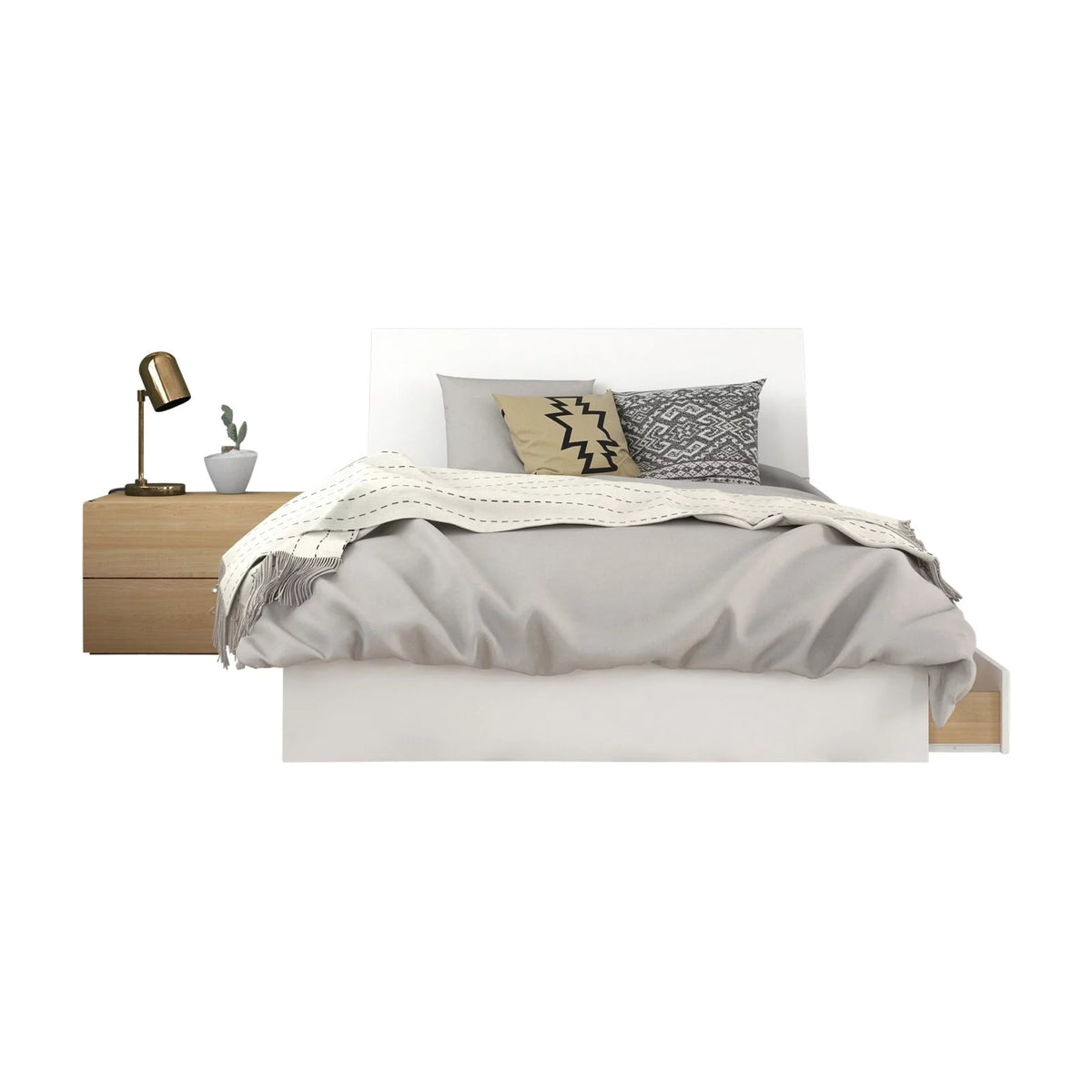 3 Piece Full Size Bedroom Set Natural Maple & White B3828