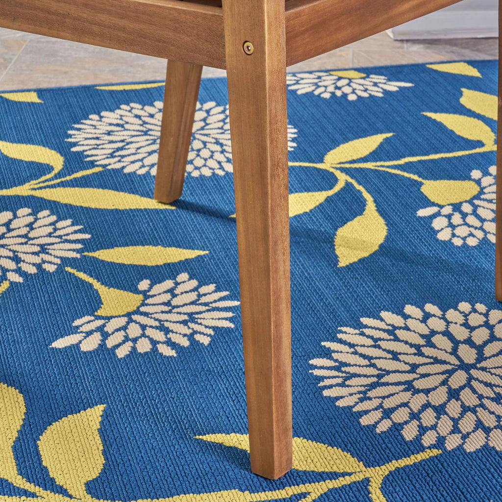 Teak and Green Wooden Patio Dining Arm Chair Set of 2 C4055