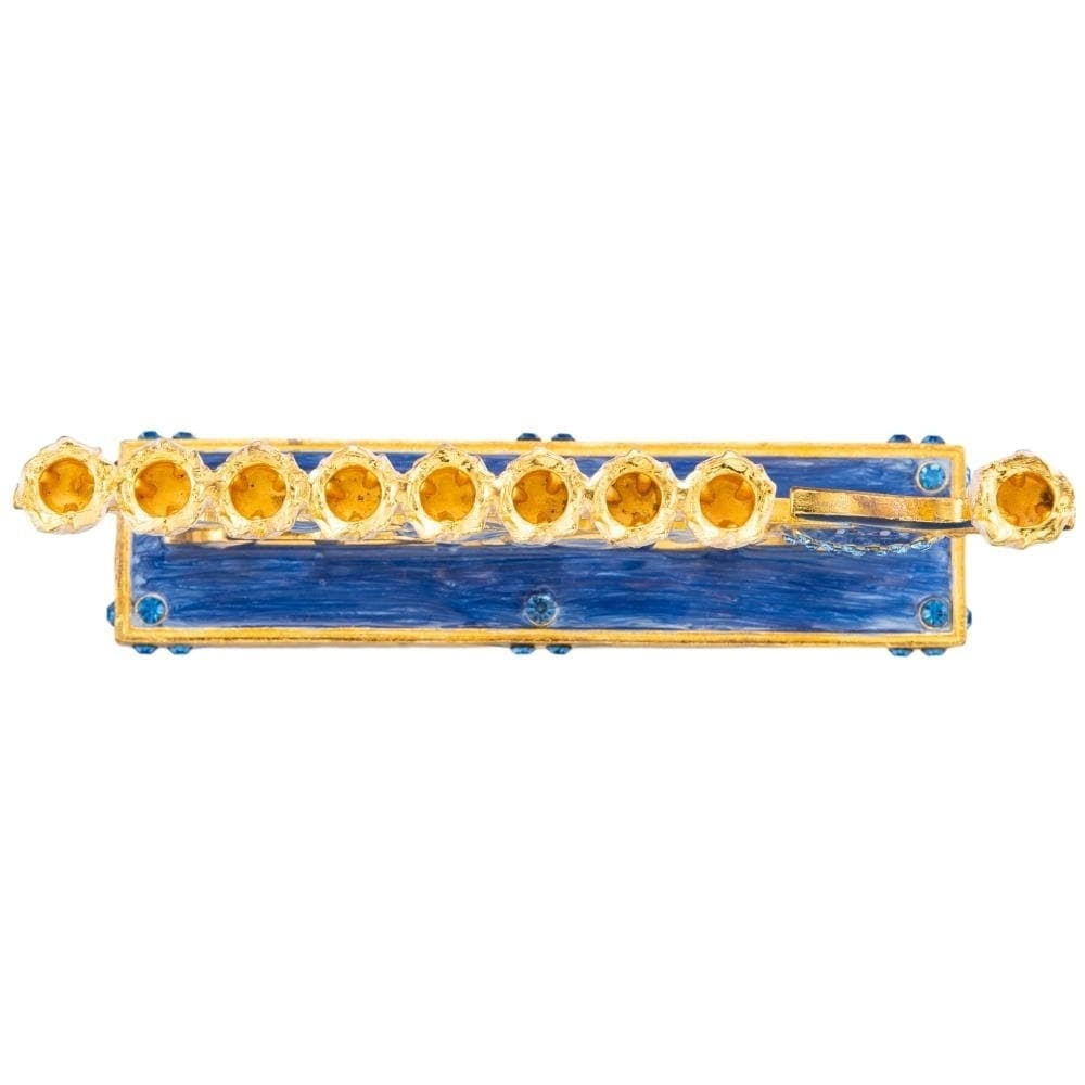 Blue Enamel Menorah Candelabra X585