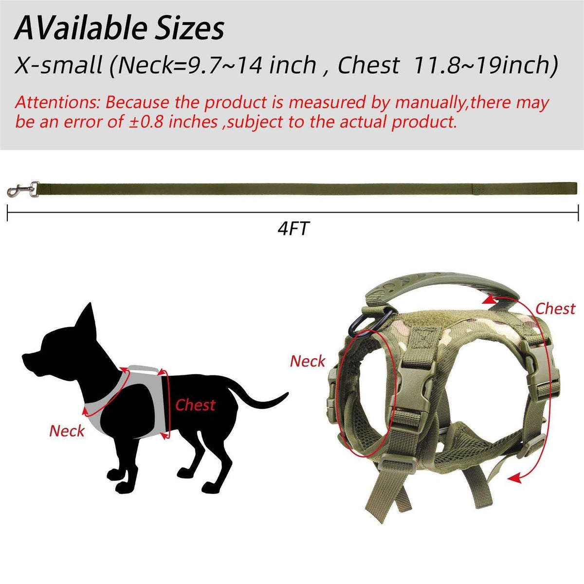 Tactical Dog Harness with Handle and Leash Set K201974