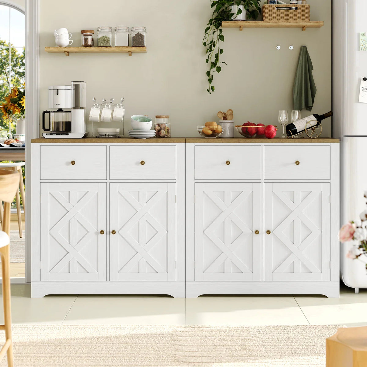 White 2 Drawer 2 Door Accent Cabinet D5877