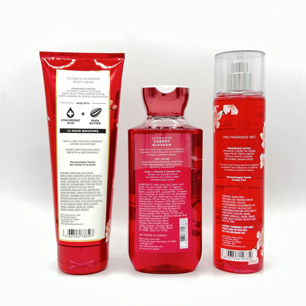 Japanese Cherry Blossom Fragrance Mist, Shower Gel, and Body Cream 3-Piece Set M436