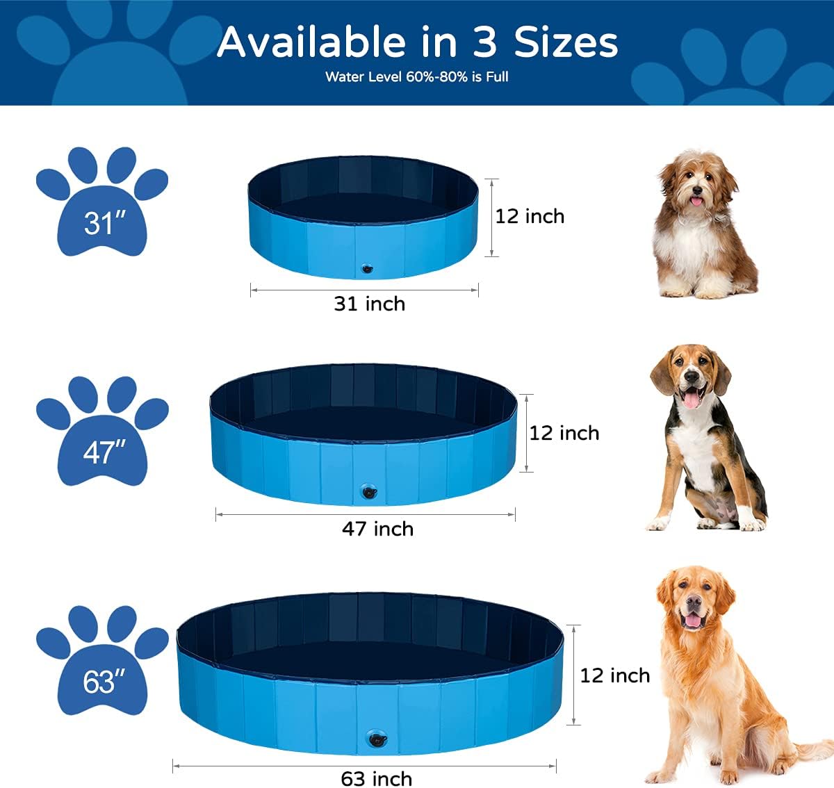 Foldable Dog Pet Swimming Pool of Hard PVC Plastic P196411