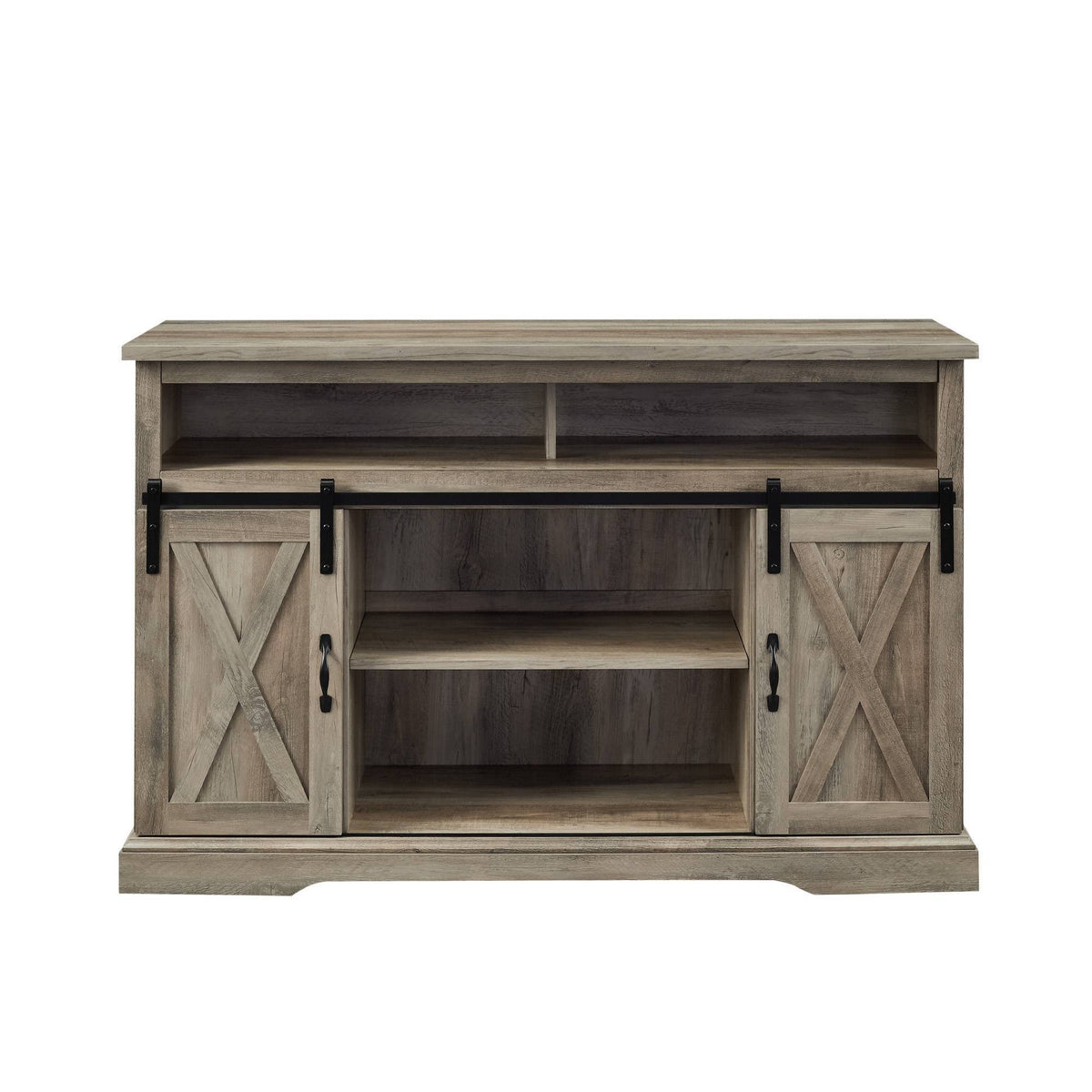 Gray Wash Sliding Barndoor TV Highboy Storage Stand Z62157