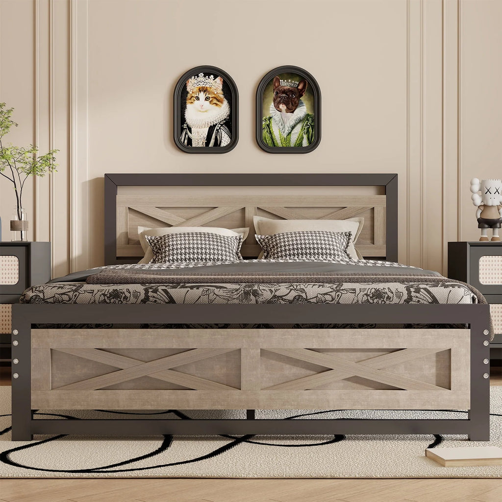 Platform Bed Frame with Headboard, Twin Size Bed G3059