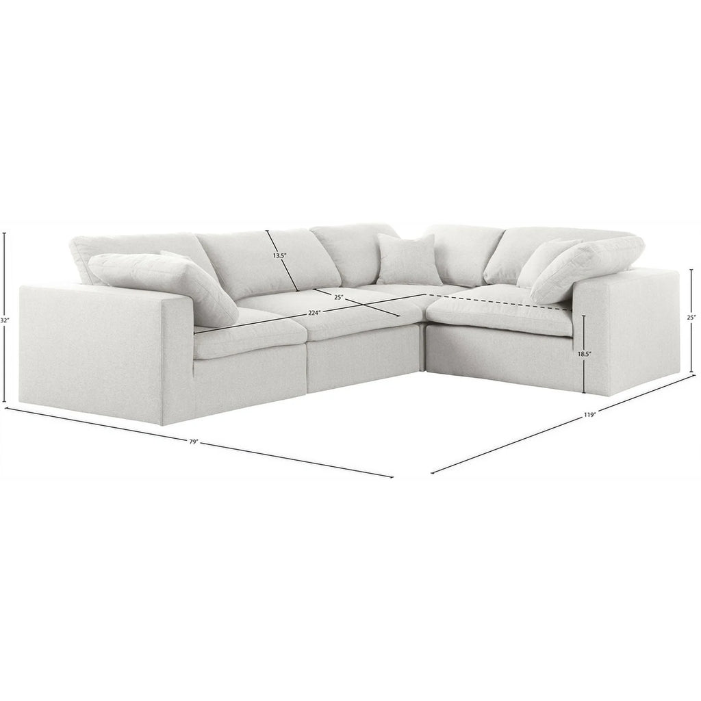 Cream Linen Fabric Modular Sectional S6052