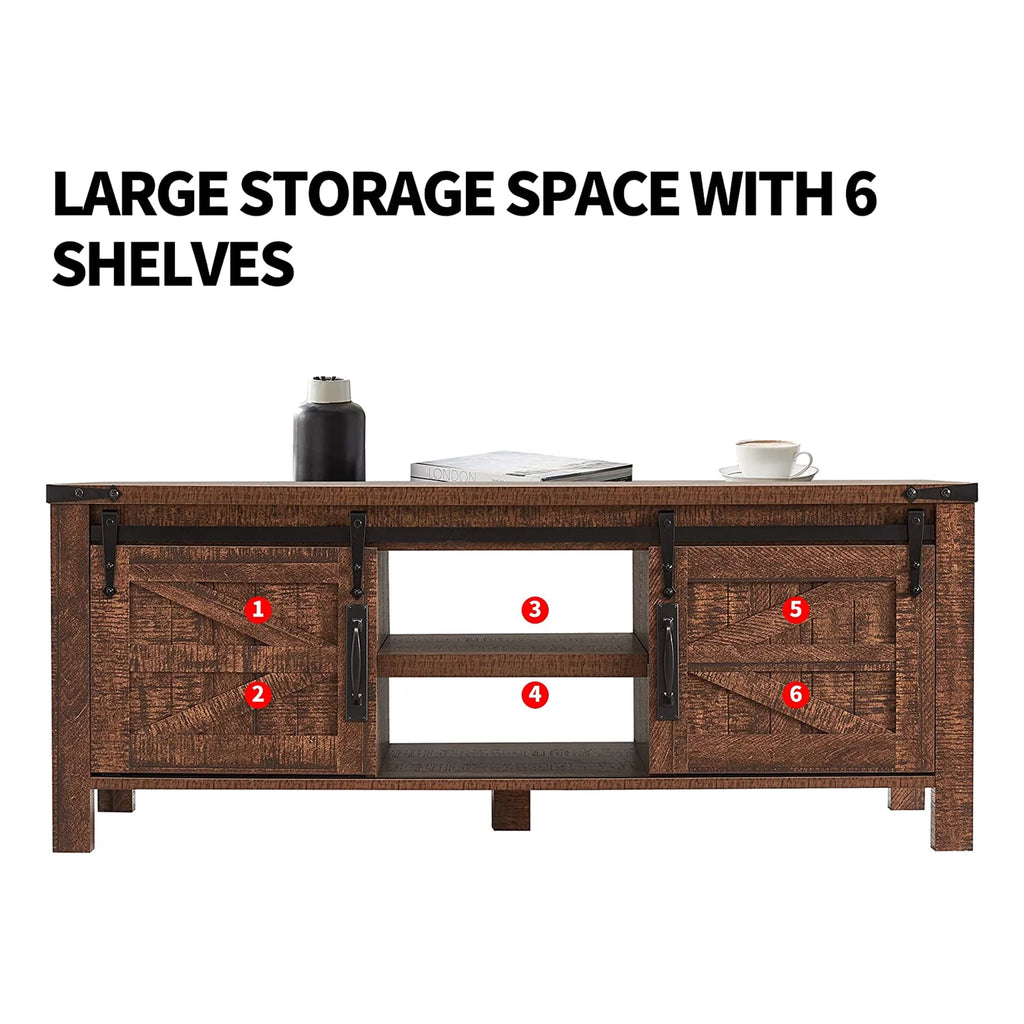 48 Inch Coffee Table with Sliding Barn Doors L891