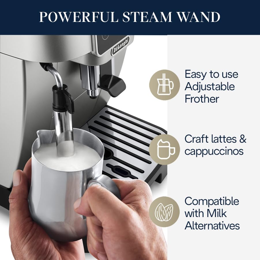 Silver Automatic Espresso & Coffee Machine with Manual Milk Frother D928