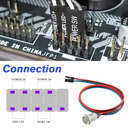 12mm Metal Button Cable PC Case LED Power Button ATX Supply On/Off Extension Cord with 1 to 2 splitters (Green) V249