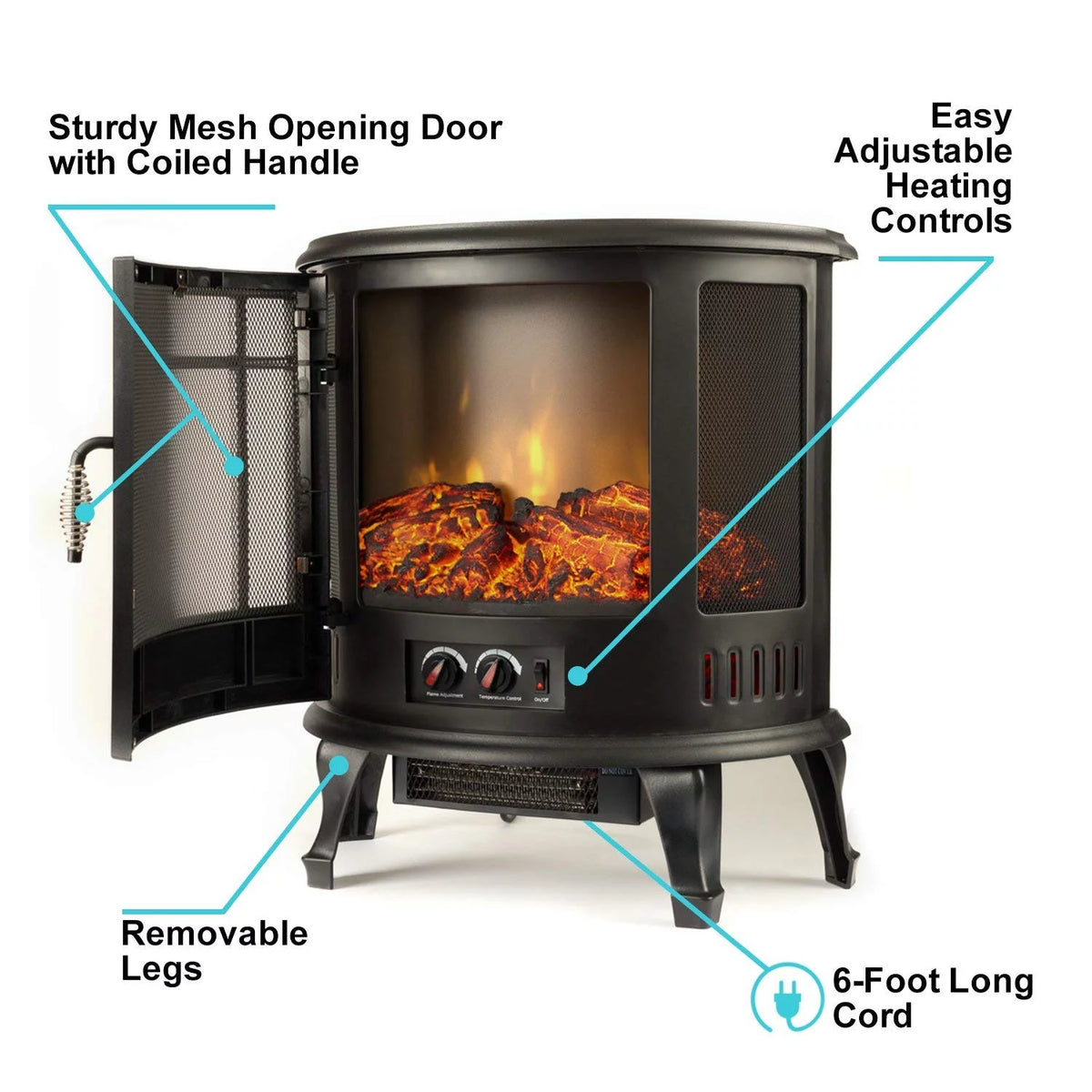 Black Free Standing Electric Fireplace Stove B687