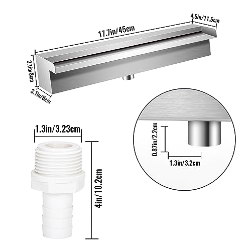 Stainless Steel Rectangular Pool Waterfall Spillway 17.7 Inch N70816