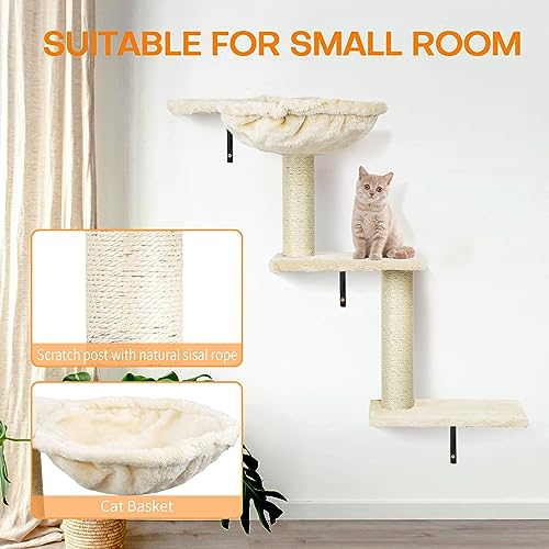 5 Pcs Dark Grey Wood Wall-Mounted Cat Climber Set P54473