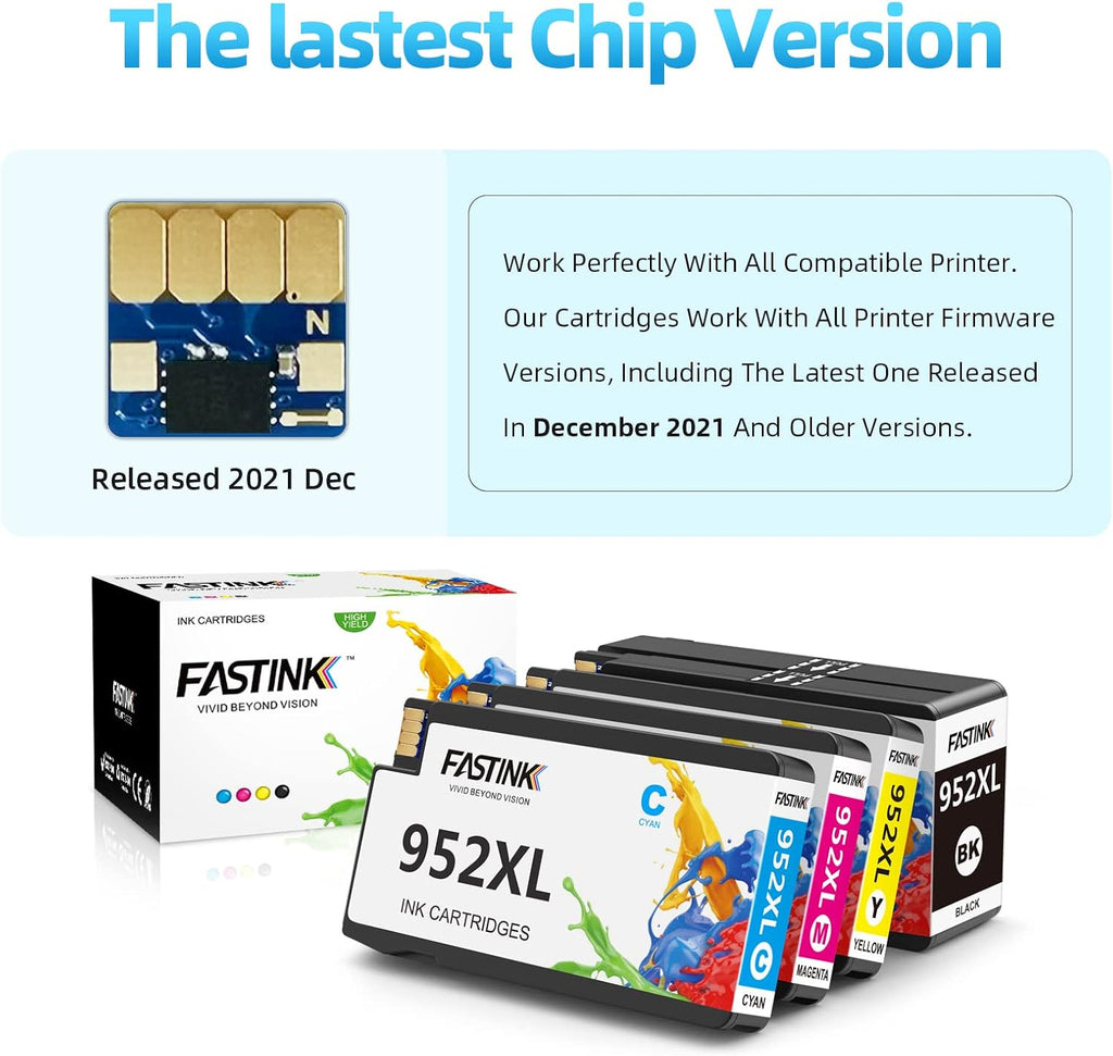 Compatible 952XL High Yield Ink Cartridges 4-Pack B6763