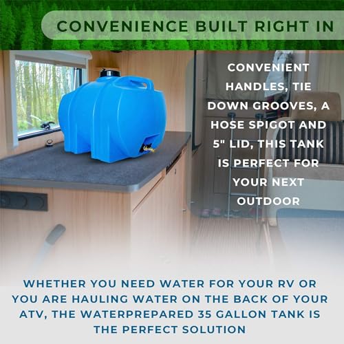 35 Gallon Blue Utility Water Tank with 3/4 Inch Brass Spigot M849