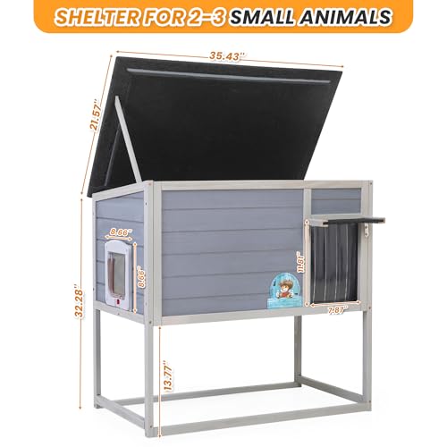 Weatherproof Insulated Outdoor Cat House with PVC Curtain W216864