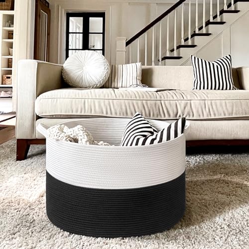 Large Cotton Rope Storage Basket 90L Grey K513