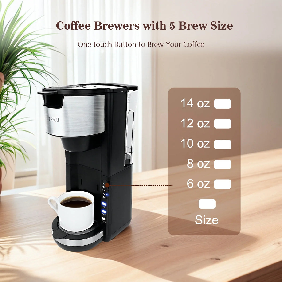Black Single Serve Coffee Maker with 30 Oz Water Tank O280