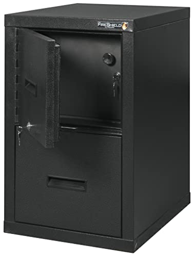 Black Metal 1-Drawer File Cabinet And Safe W9094