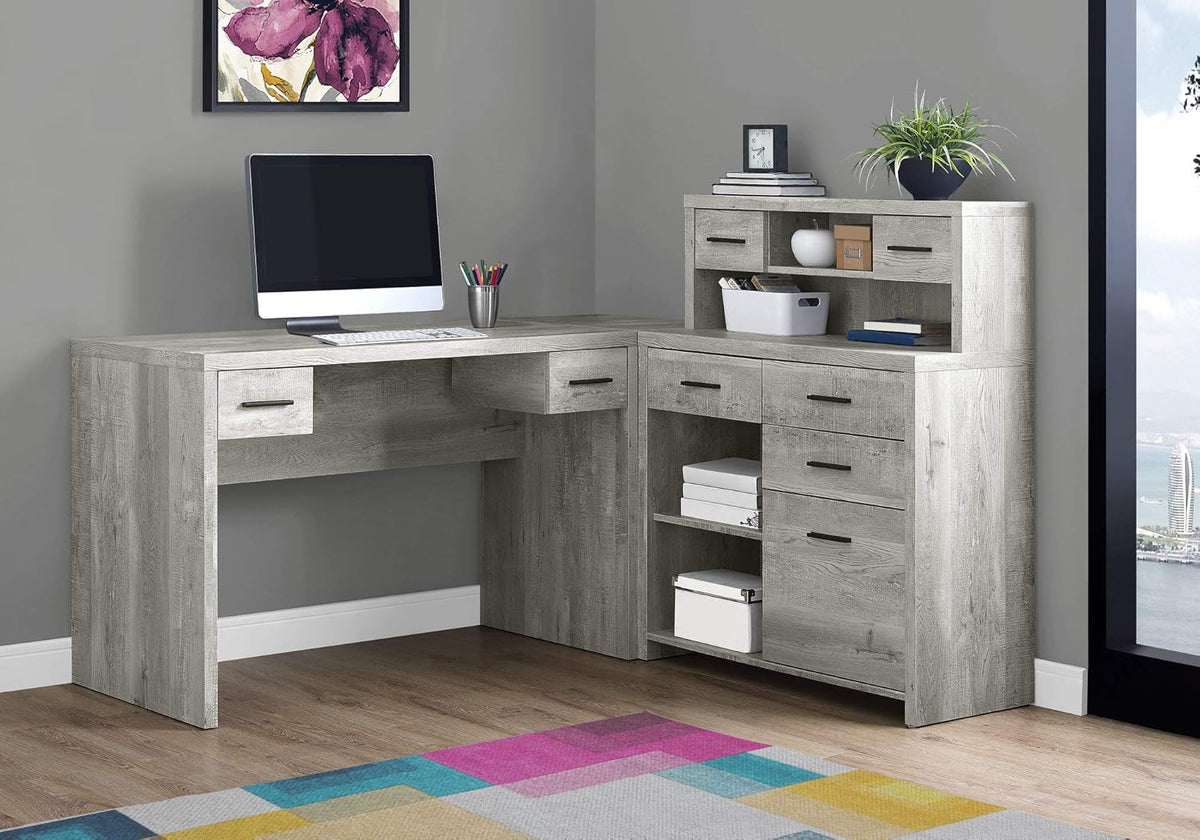 L-Shaped Corner Computer Desk with Hutch S4639