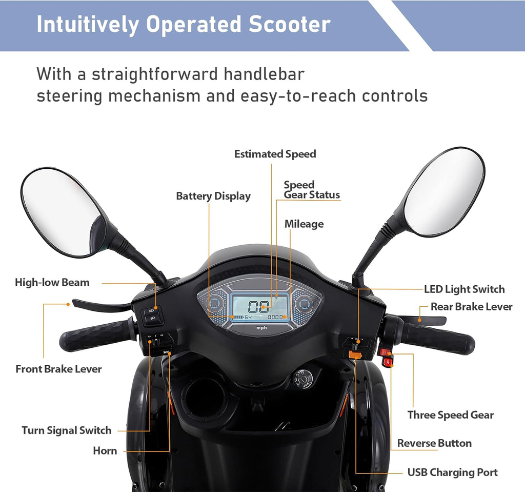 Blue 4-Wheel All Terrain Electric Mobility Scooter G823