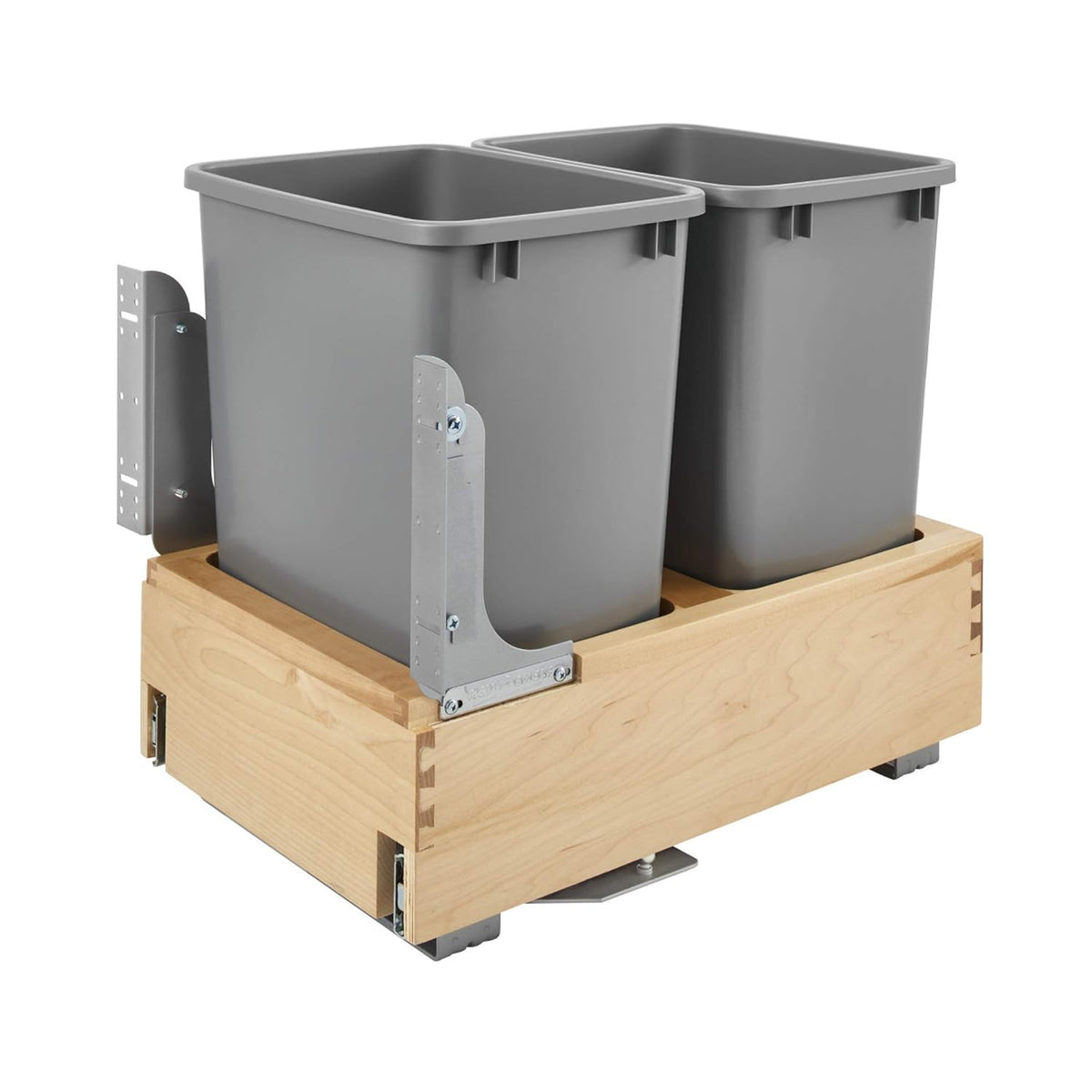 Double 35-Quart Maple Bottom Mount Pullout Waste Container Trash Cans P89652
