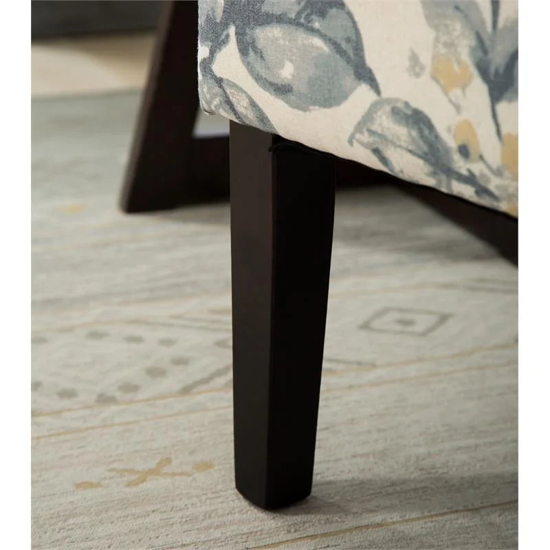 Blue Leaves Fabric Armless Accent Chair C674565