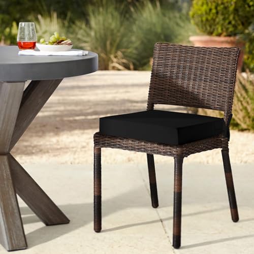 Black 19" x 19" x 3" Square Outdoor Chair Cushions Set of 4 with Removable Cover R49585