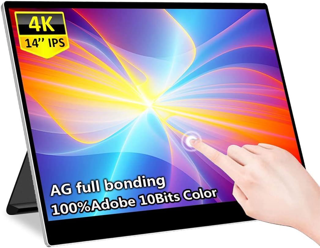 14 Inch 3840x2160 Portable Touch Monitor with Rear Folding Kickstand Speakers V103200