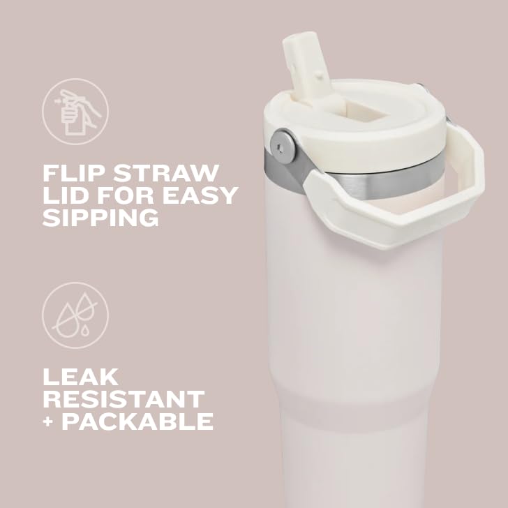 Cream Stainless Steel Vacuum Insulated Tumbler with Straw K136