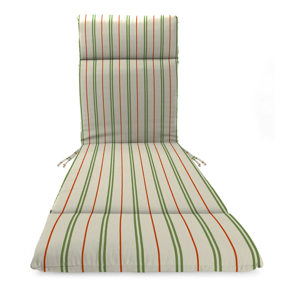 Grey Stripe Rectangular Outdoor Chaise Lounge Cushion with Ties P5836