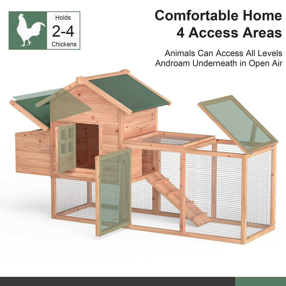 Large Wooden Chicken Coop with Ventilation W189385