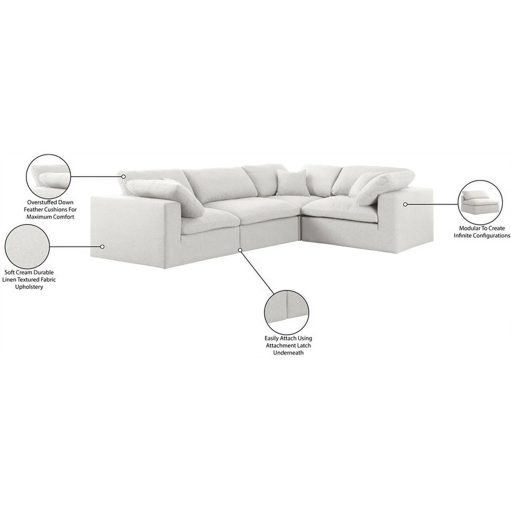 Cream Linen Fabric Modular Sectional S6052