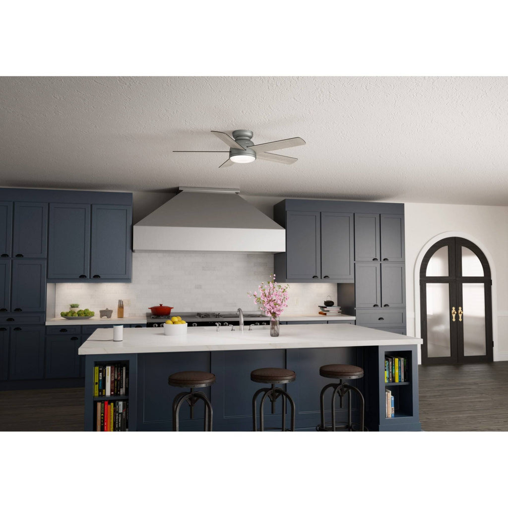 54 in. Matte Silver WiFi Ceiling Fan with LED Light and Remote P161
