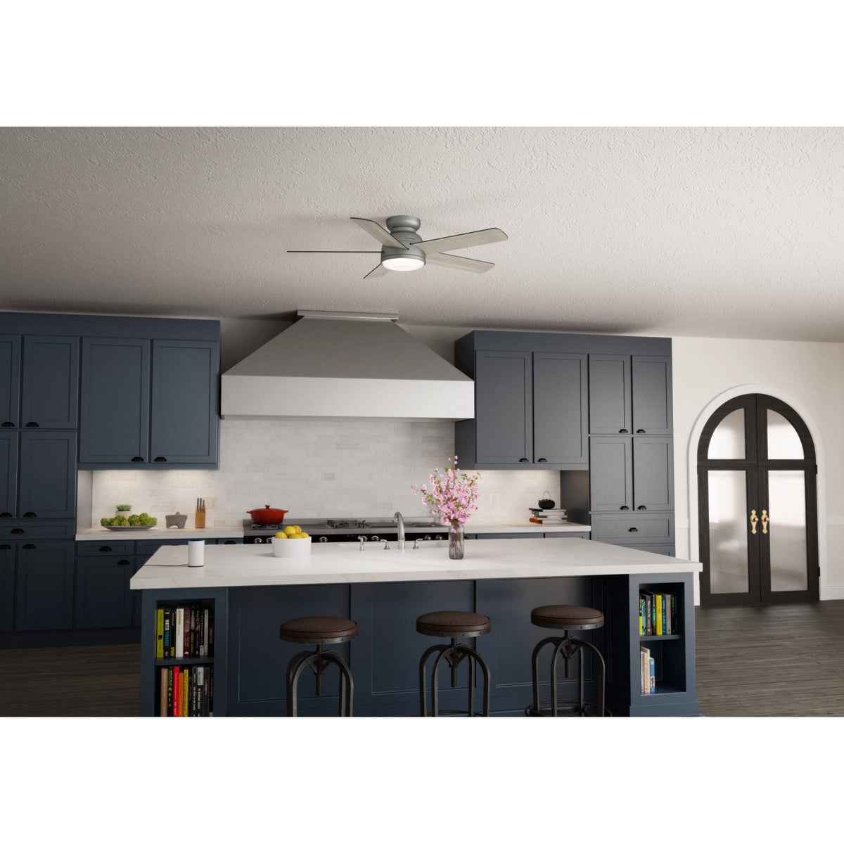 54 in. Matte Silver WiFi Ceiling Fan with LED Light and Remote P161